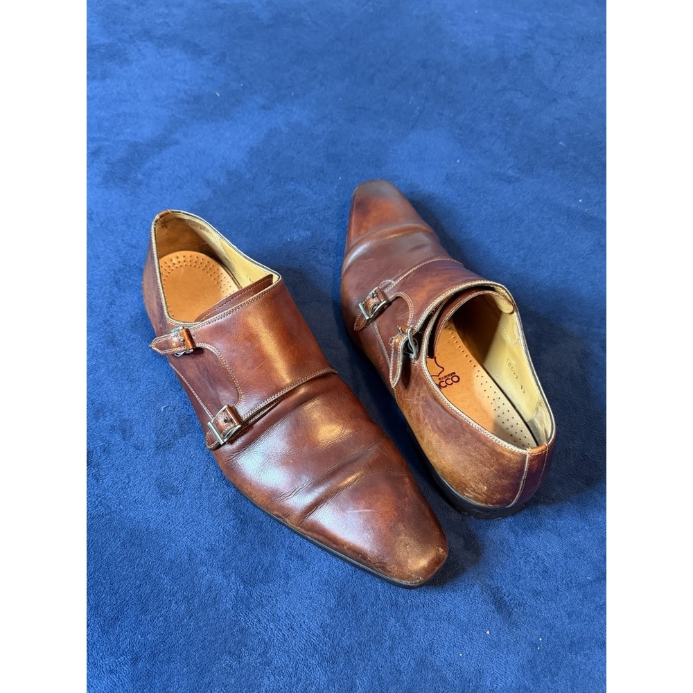 Magnanni Mens Brown Leather Double Monk Strap Dress Shoes 12 18697